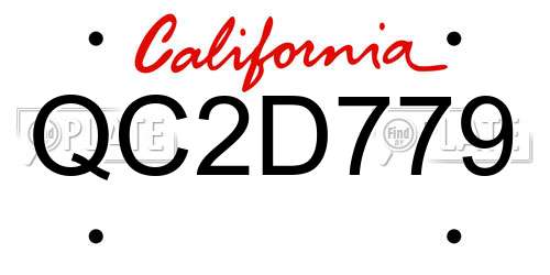 QC2D779 California License Plate