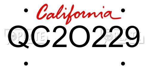 QC2O229 California License Plate