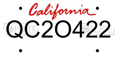 QC2O422 California License Plate