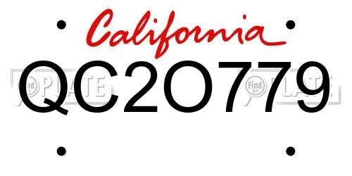 QC2O779 California License Plate