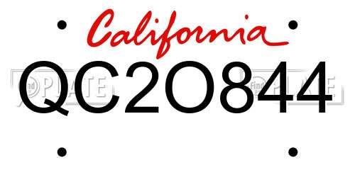 QC2O844 California License Plate