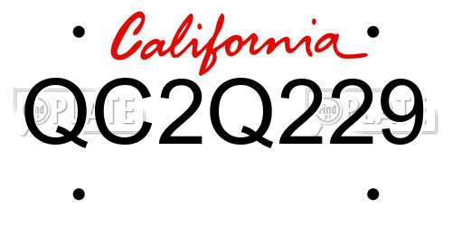 QC2Q229 California License Plate