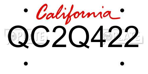 QC2Q422 California License Plate