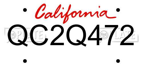 QC2Q472 California License Plate