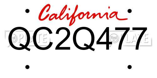 QC2Q477 California License Plate