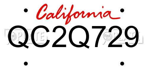 QC2Q729 California License Plate