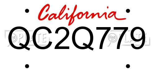 QC2Q779 California License Plate