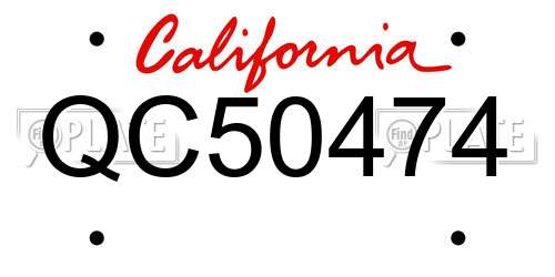 QC50474 California License Plate