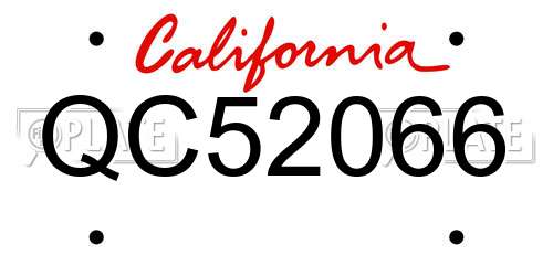 QC52066 California License Plate