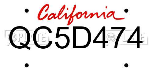 QC5D474 California License Plate