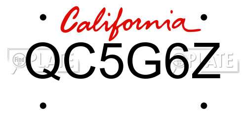 QC5G6Z California License Plate