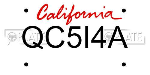 QC5I4A California License Plate