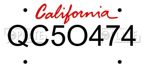 QC5O474 California License Plate