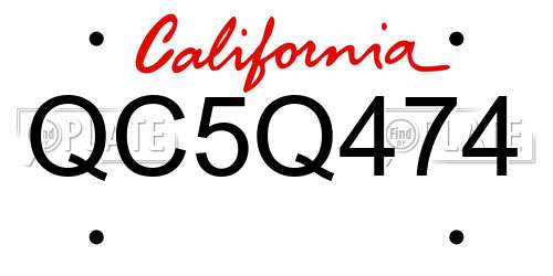 QC5Q474 California License Plate