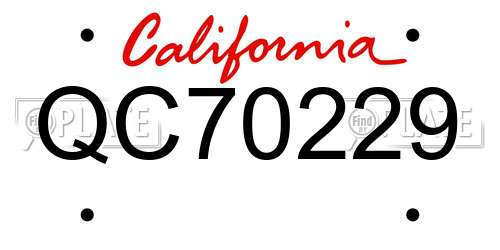 QC70229 California License Plate
