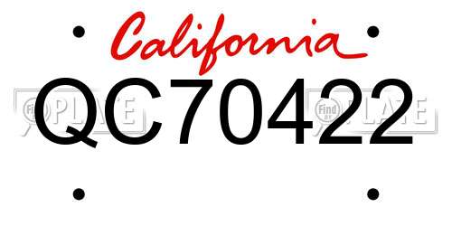 QC70422 California License Plate