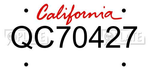 QC70427 California License Plate