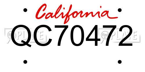 QC70472 California License Plate