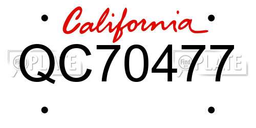 QC70477 California License Plate