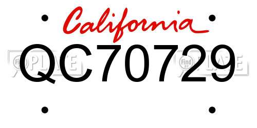 QC70729 California License Plate