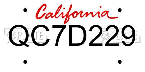 QC7D229 California License Plate