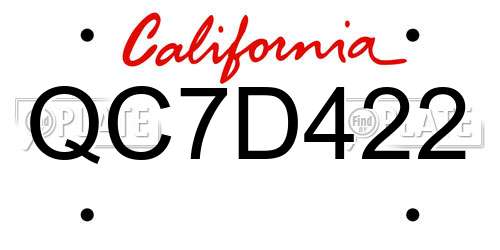 QC7D422 California License Plate