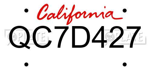 QC7D427 California License Plate