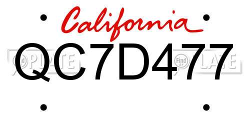 QC7D477 California License Plate