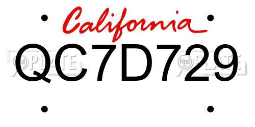 QC7D729 California License Plate