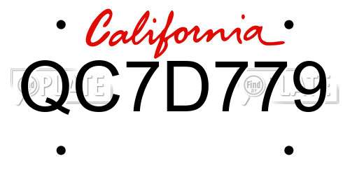 QC7D779 California License Plate