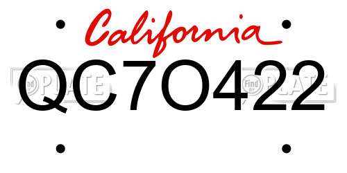 QC7O422 California License Plate