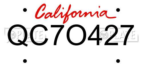 QC7O427 California License Plate