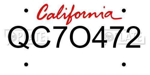 QC7O472 California License Plate