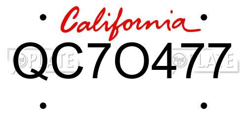 QC7O477 California License Plate