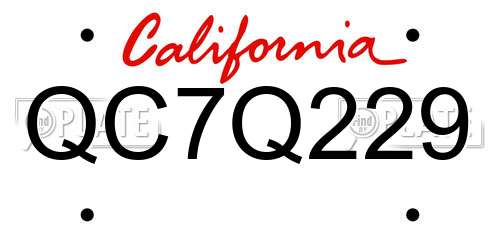 QC7Q229 California License Plate