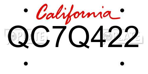 QC7Q422 California License Plate