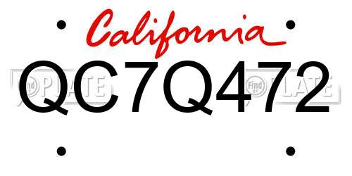 QC7Q472 California License Plate