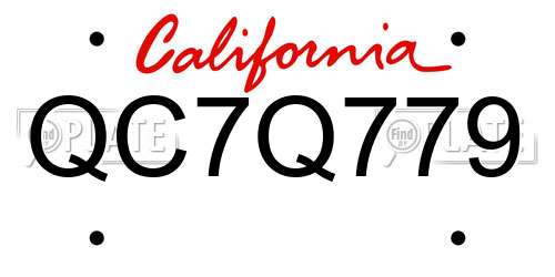 QC7Q779 California License Plate