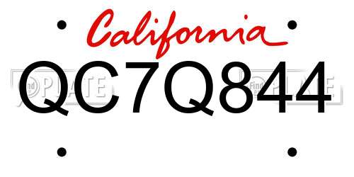 QC7Q844 California License Plate