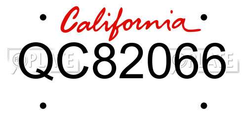 QC82066 California License Plate