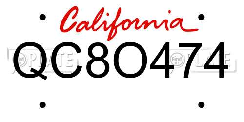 QC8O474 California License Plate