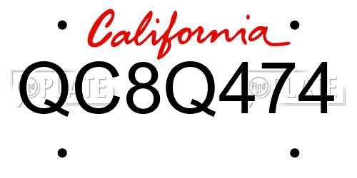 QC8Q474 California License Plate