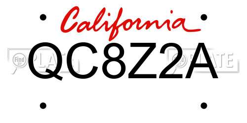 QC8Z2A California License Plate