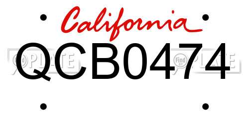 QCB0474 California License Plate
