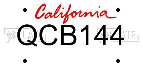 QCB144 California License Plate