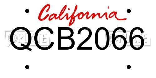 QCB2066 California License Plate