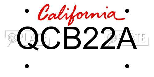 QCB22A California License Plate