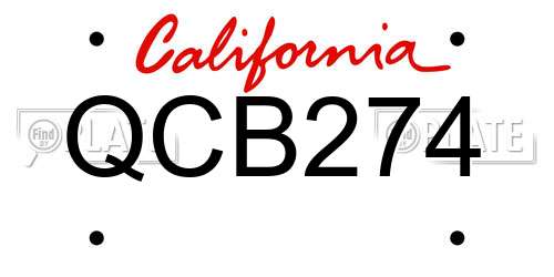 QCB274 California License Plate
