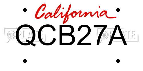 QCB27A California License Plate