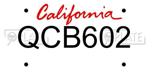 QCB602 California License Plate